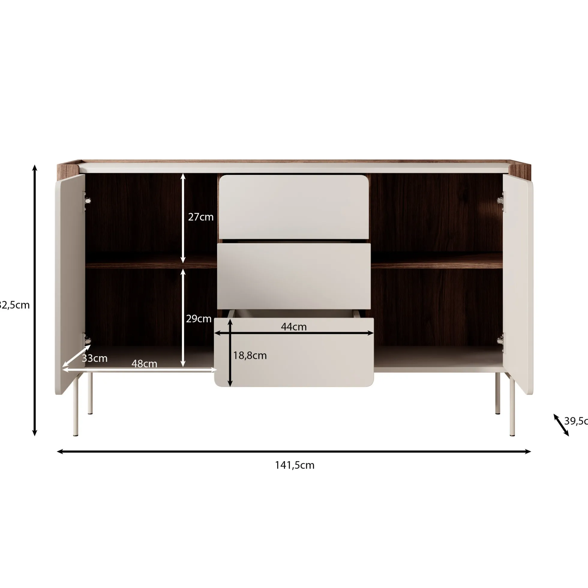 Lux - Dressoir - Zwart - 142x40x83 cm
