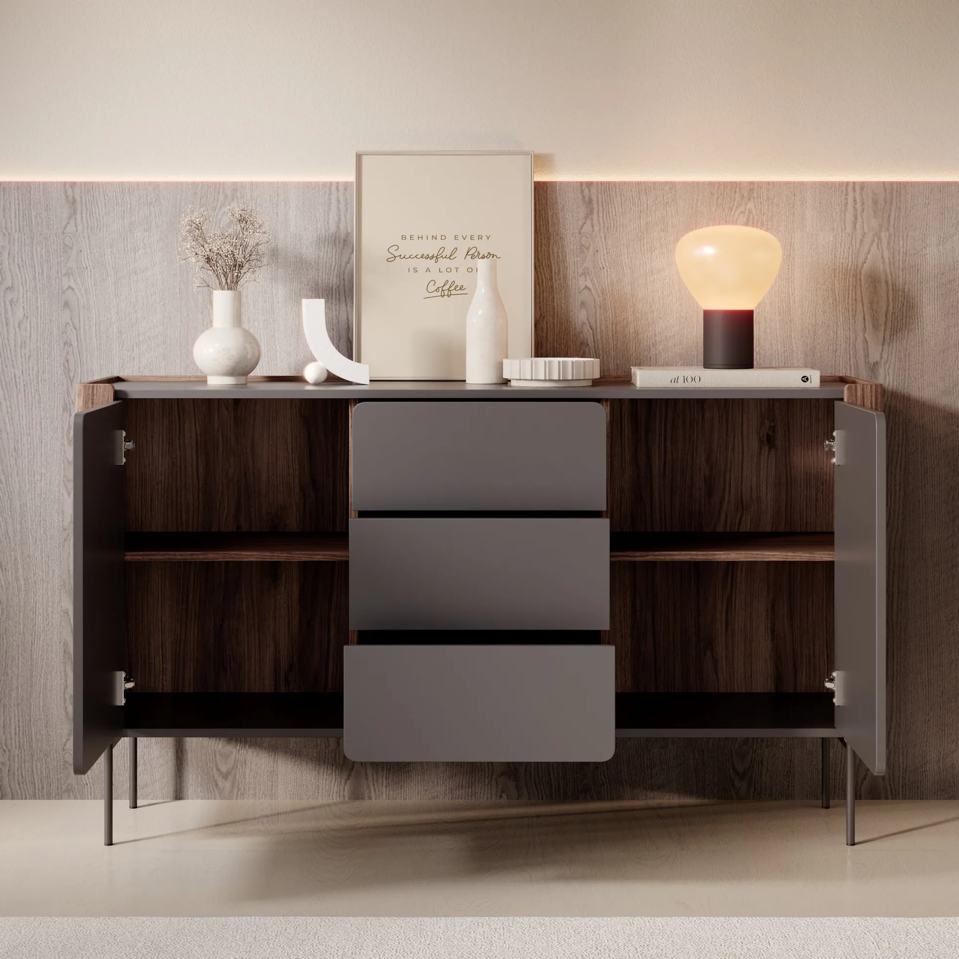 Lux - Dressoir - Zwart - 142x40x83 cm