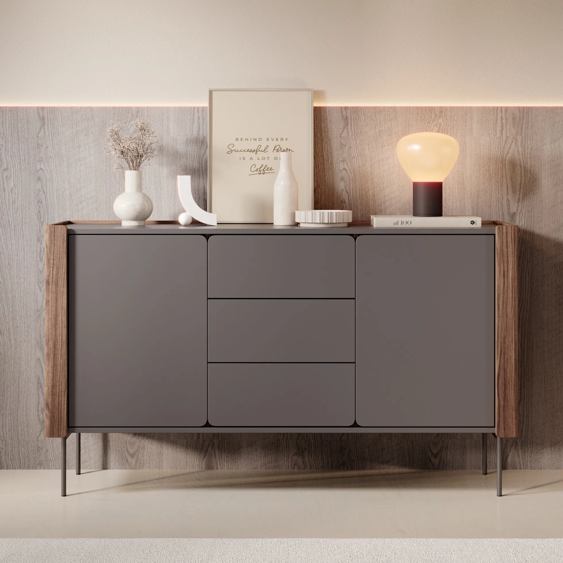 Lux - Dressoir - Zwart - 142x40x83 cm