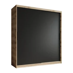 Luxor - Kledingkast met schuifdeuren - Zwart/eiken - 180x62x200 cm