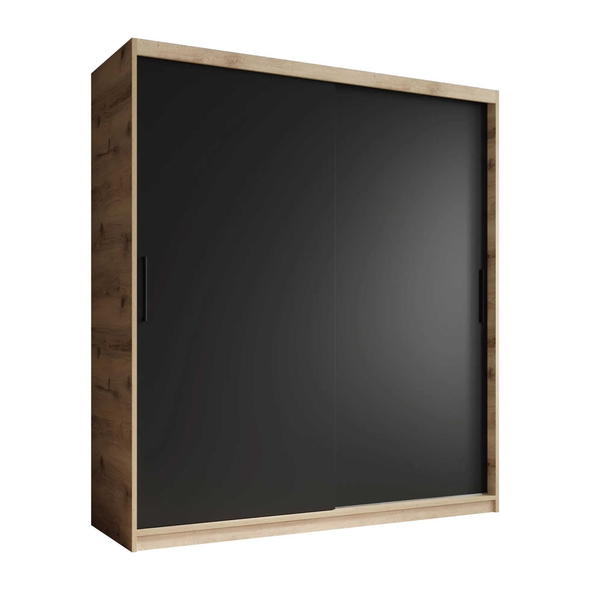 Luxor - Kledingkast met schuifdeuren - Zwart/eiken - 180x62x200 cm