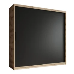 Luxor - Kledingkast met schuifdeuren - Zwart/eiken - 200x62x200 cm