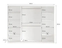Luxor - Kledingkast met schuifdeuren - Zwart/eiken - 250x62x200 cm