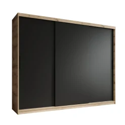 Luxor - Kledingkast met schuifdeuren - Zwart/eiken - 250x62x200 cm