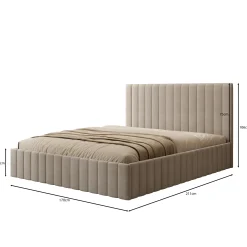Luz - Tweepersoonsbed met opbergruimte - Beige velvet - 160x200 cm