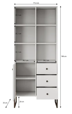 Lyndall - Boekenkast - Beige - 77x33x180 cm