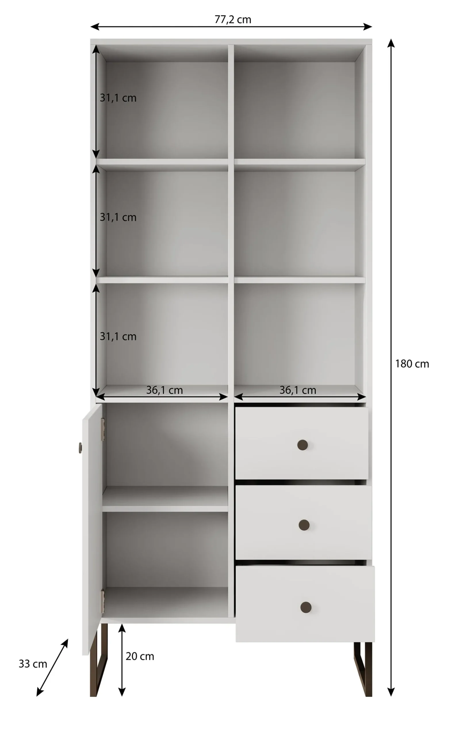 Lyndall - Boekenkast - Beige - 77x33x180 cm