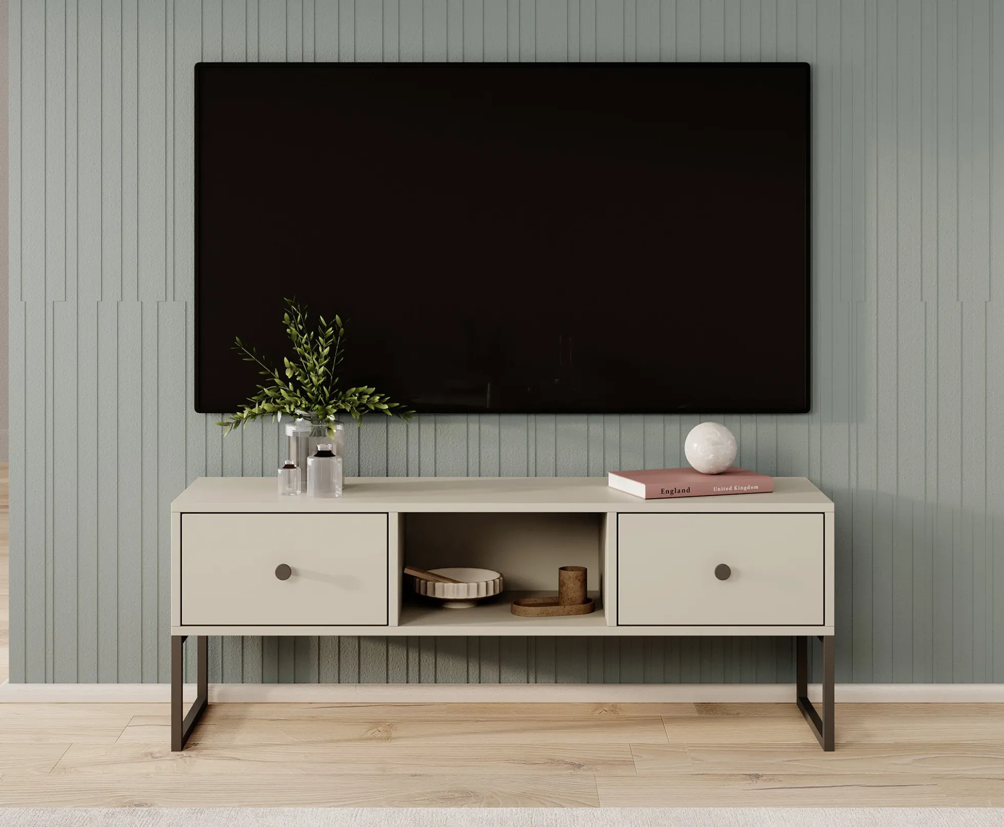 Lyndall - TV-Meubel met 2 lades - Beige - 115 cm