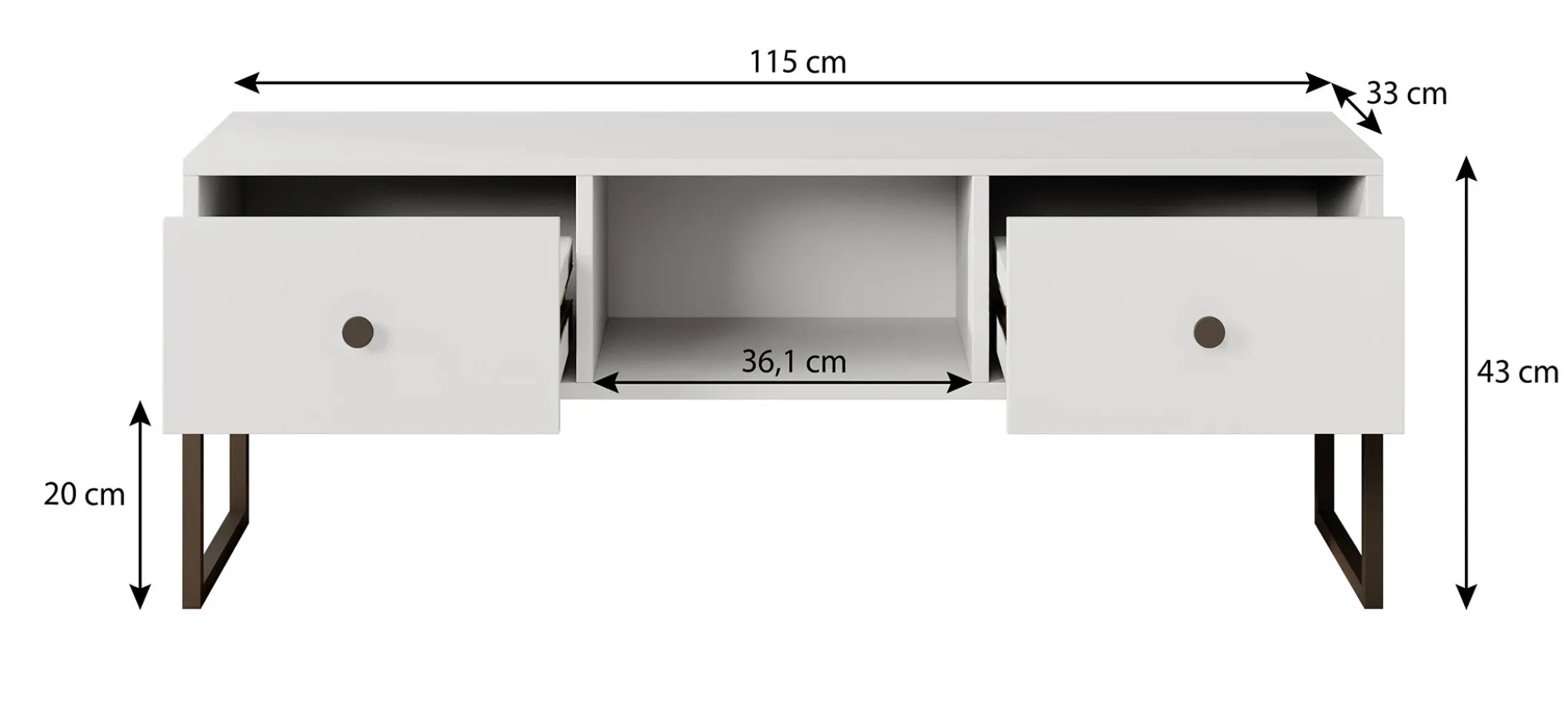 Lyndall - TV-Meubel met 2 lades - Beige - 115 cm
