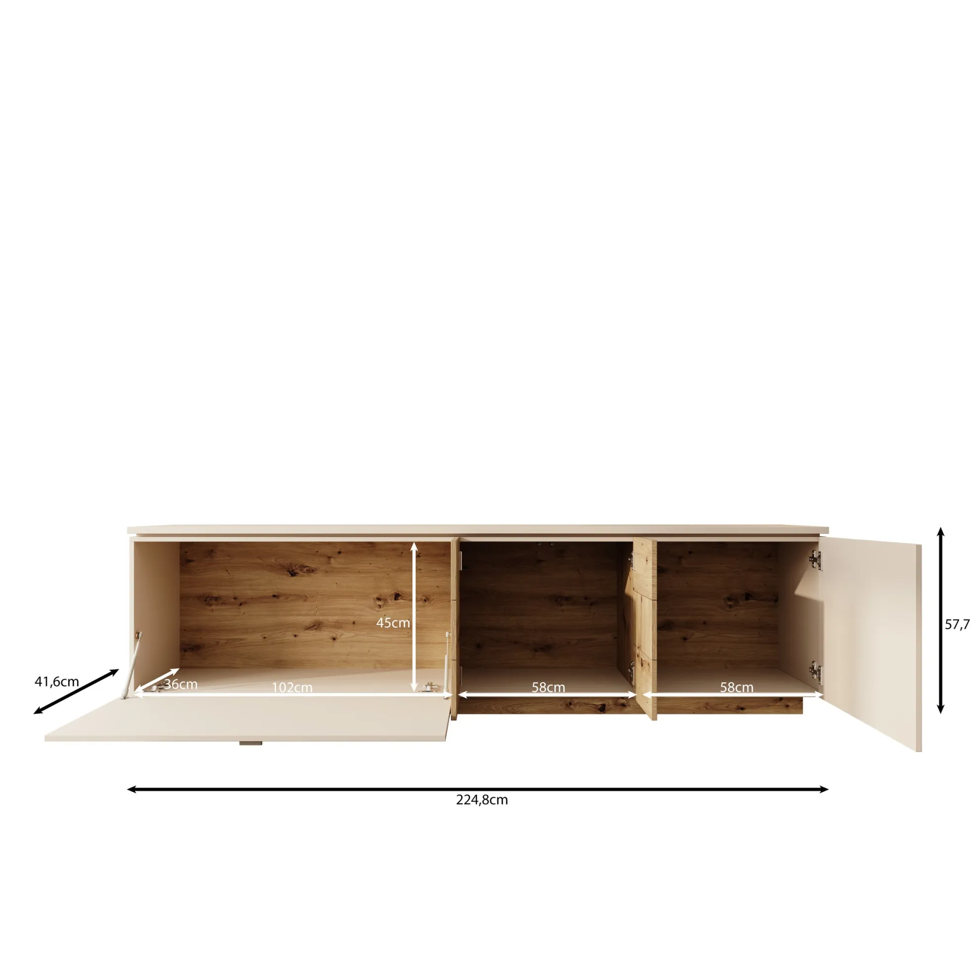 Lynora - TV-Meubel - Beige - 225x42x58 cm