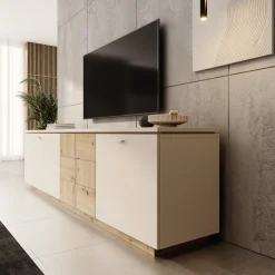 Lynora - TV-Meubel - Beige - 225x42x58 cm