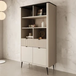 Mace - Boekenkast - Beige - 90x40x163 cm