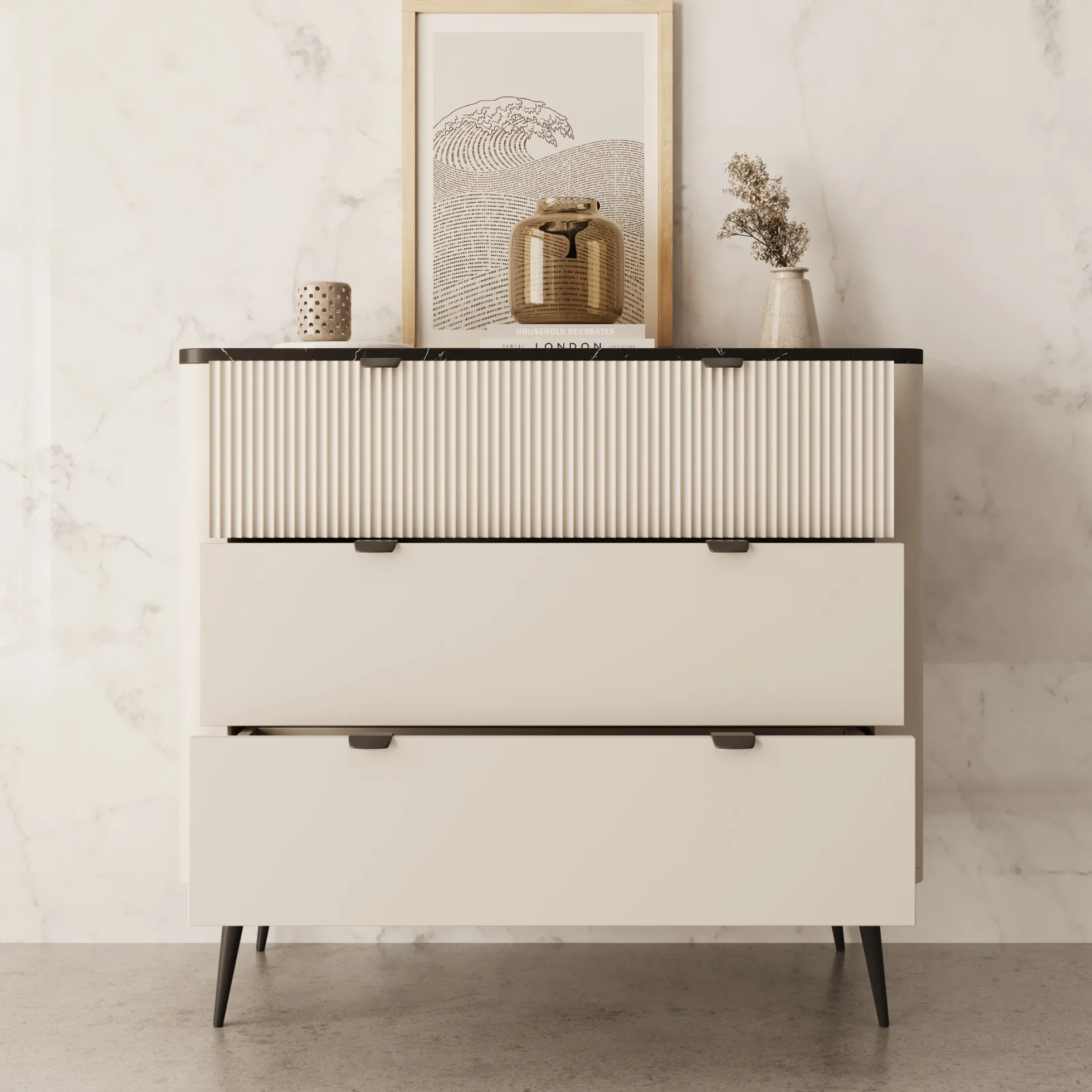 Mace - Ladekast - Beige - 90x40x82 cm