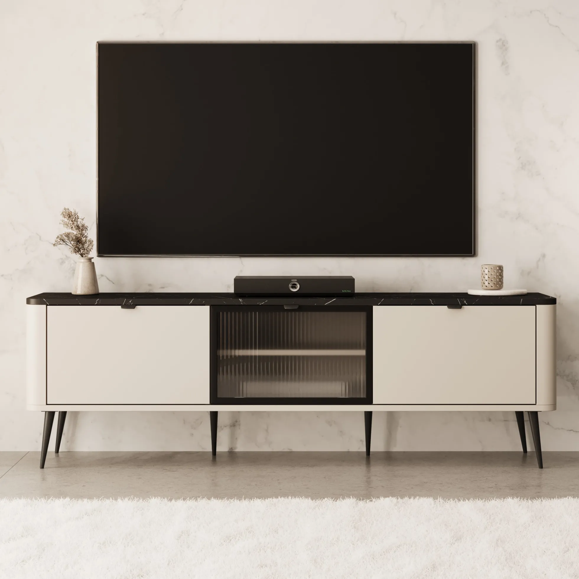 Mace - TV-Meubel - Beige - 160x40x52 cm