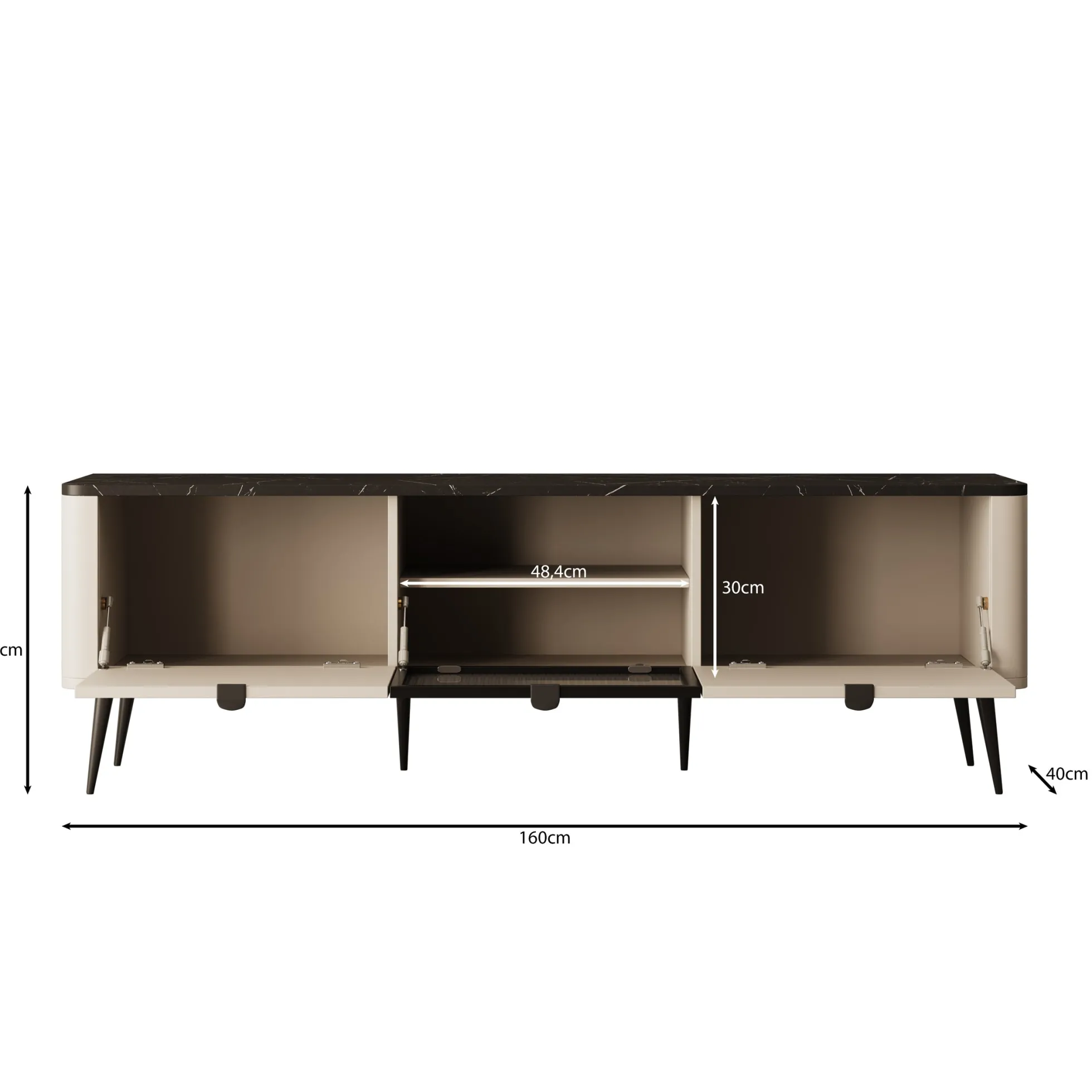 Mace - TV-Meubel - Beige - 160x40x52 cm