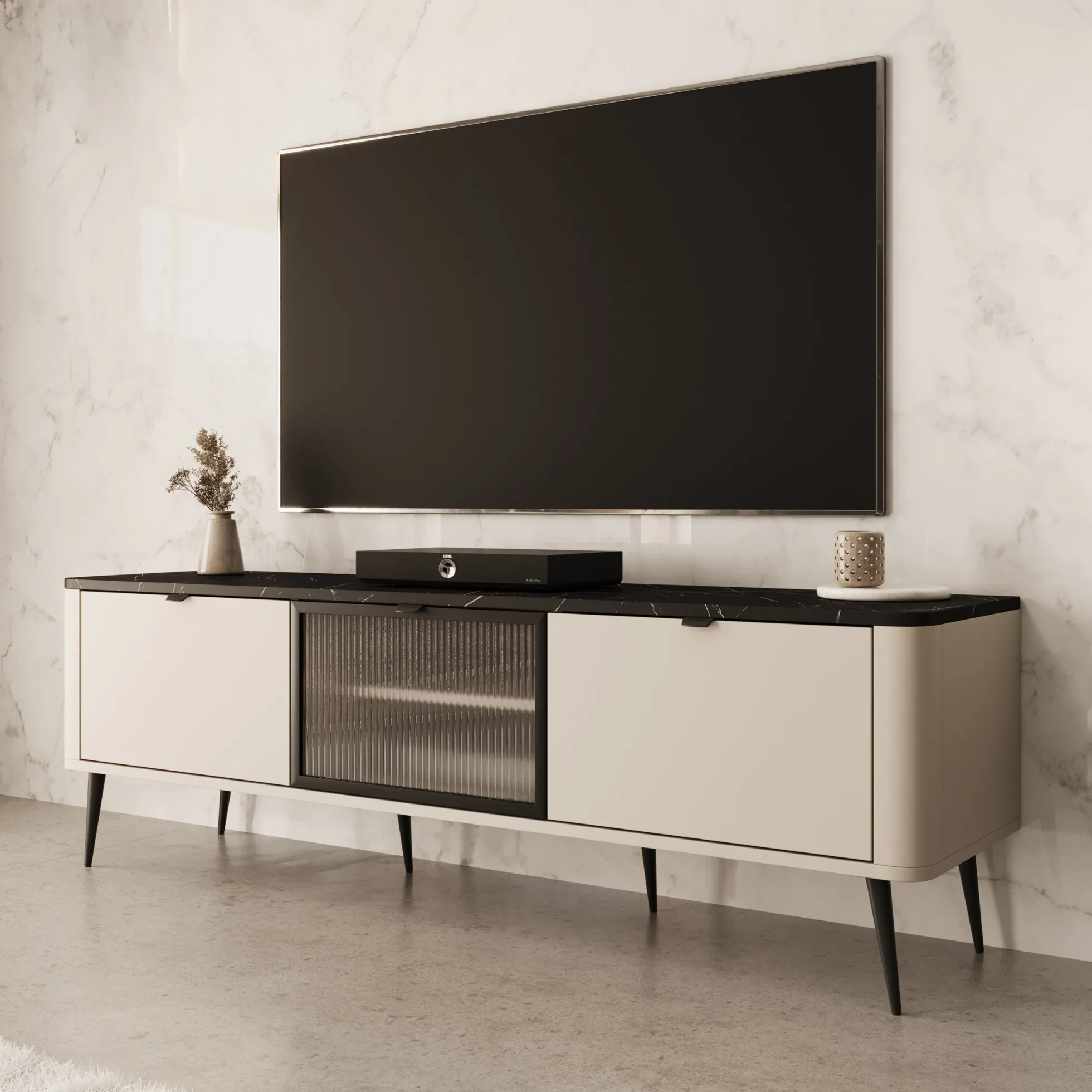 Mace - TV-Meubel - Beige - 160x40x52 cm