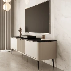 Mace - TV-Meubel met 3 deuren - Beige - 160x40x52 cm
