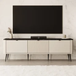 Mace - TV-Meubel met 3 deuren - Beige - 160x40x52 cm