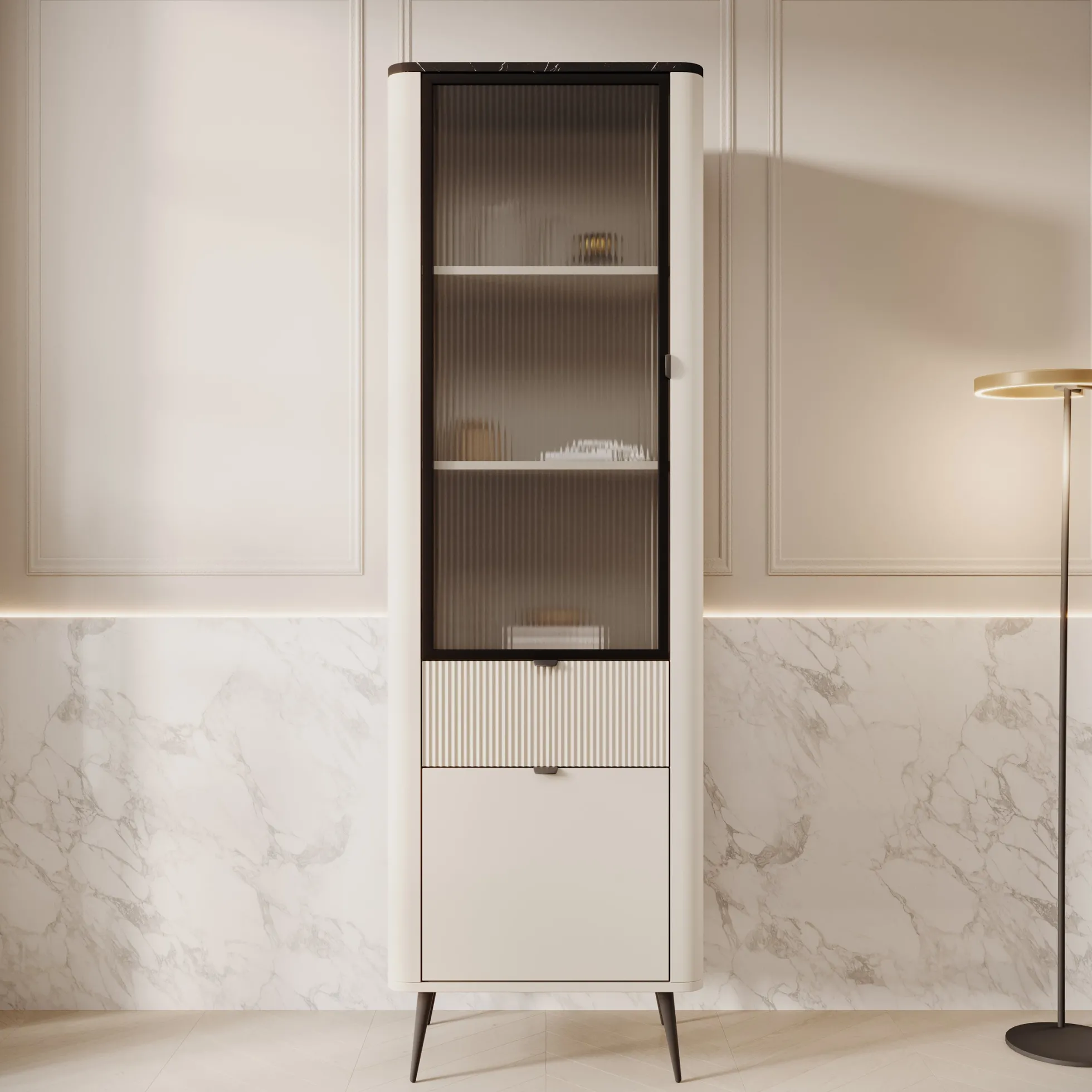 Mace - Vitrinekast - Beige - 60x40x191
