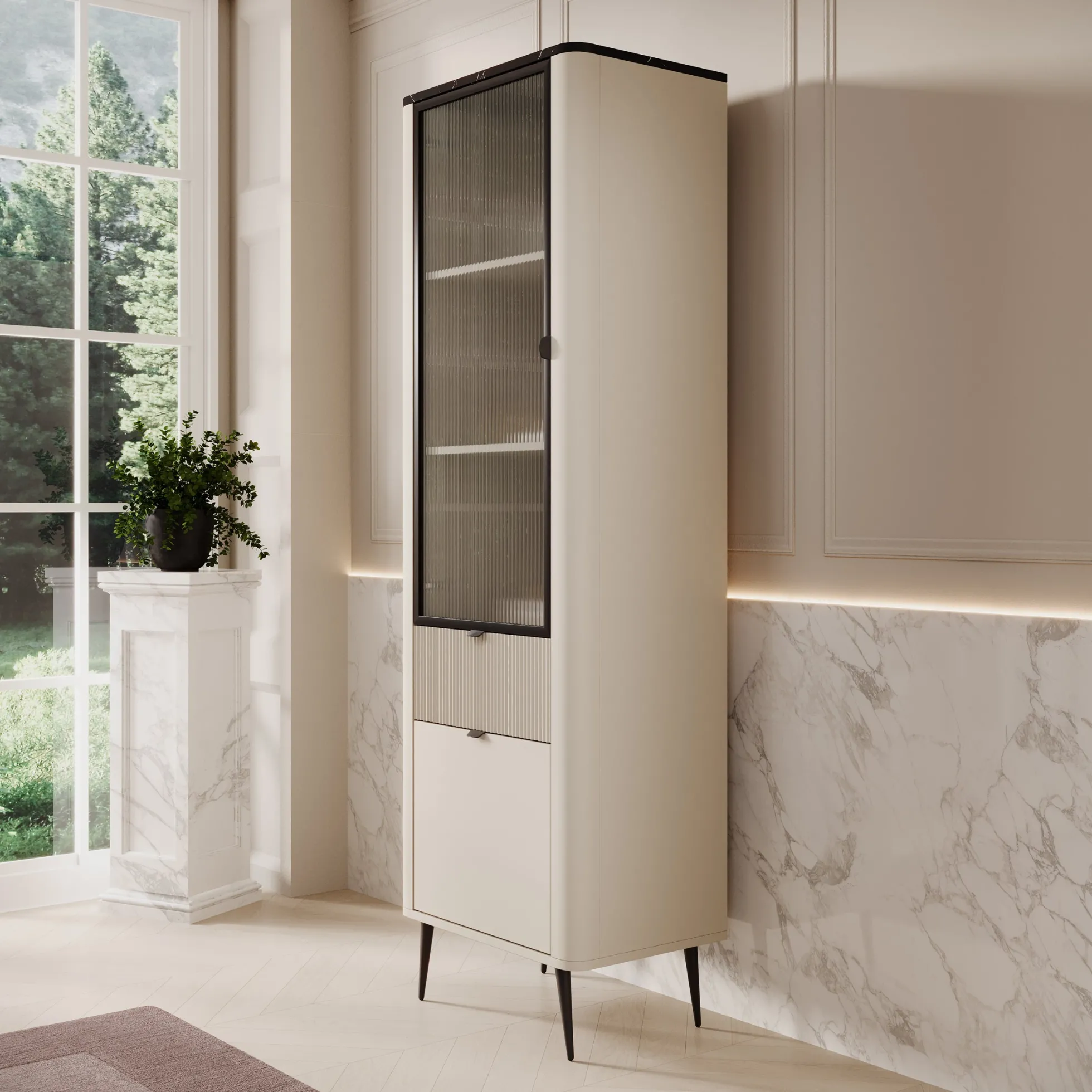 Mace - Vitrinekast - Beige - 60x40x191