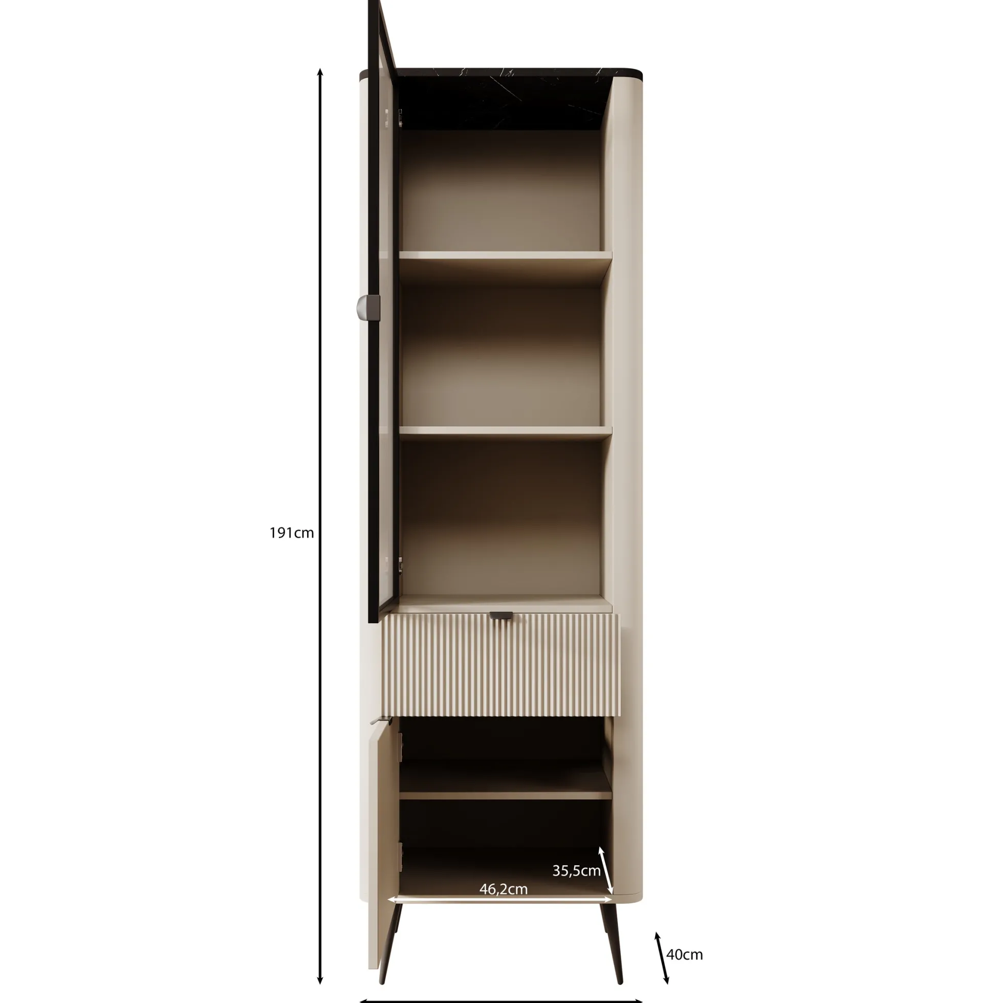Mace - Vitrinekast - Beige - 60x40x191