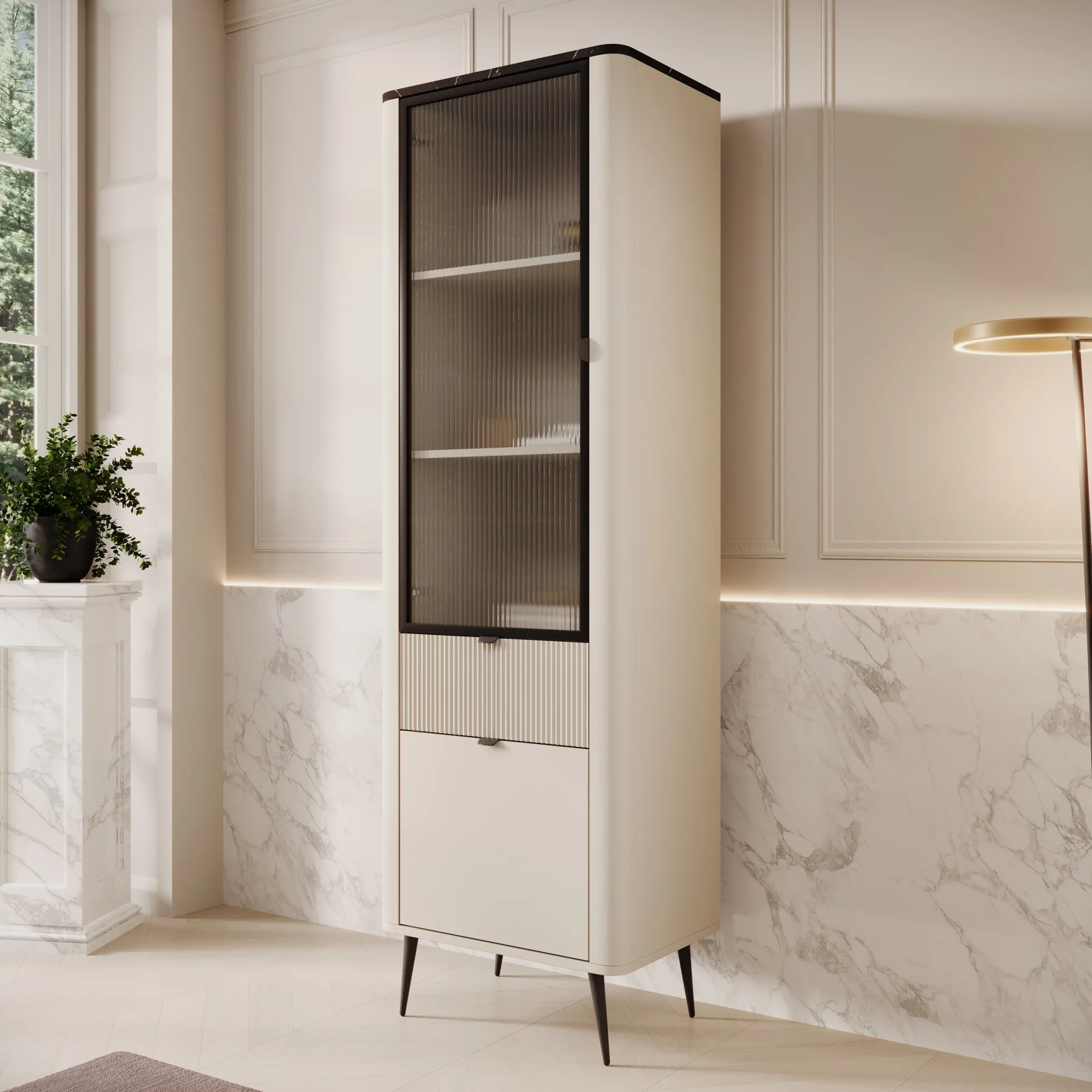 Mace - Vitrinekast - Beige - 60x40x191