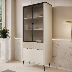 Mace - Vitrinekast - Beige - 90x40x191 cm