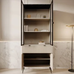 Mace - Vitrinekast - Beige - 90x40x191 cm
