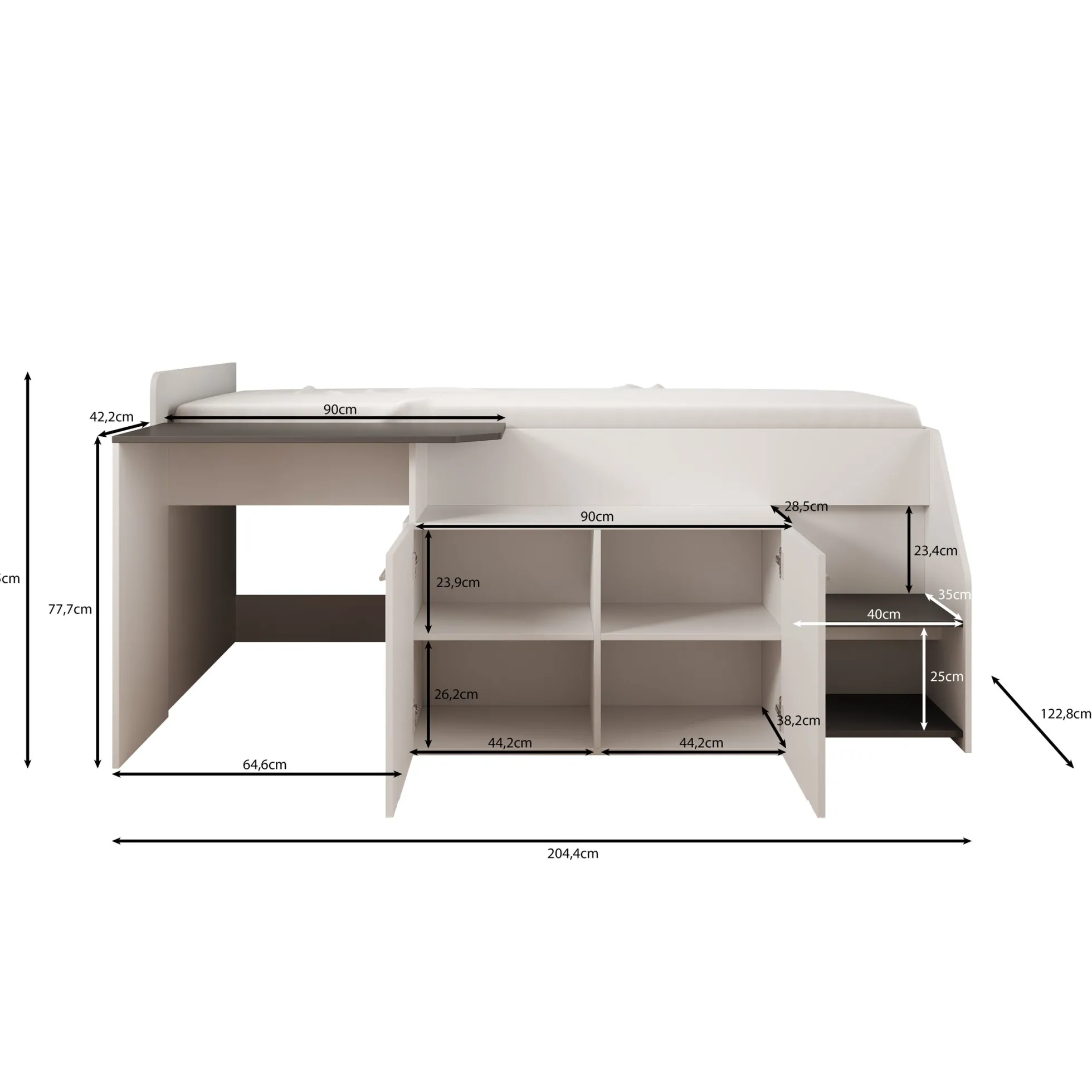 Maddox - Bed - Wit - 90x200