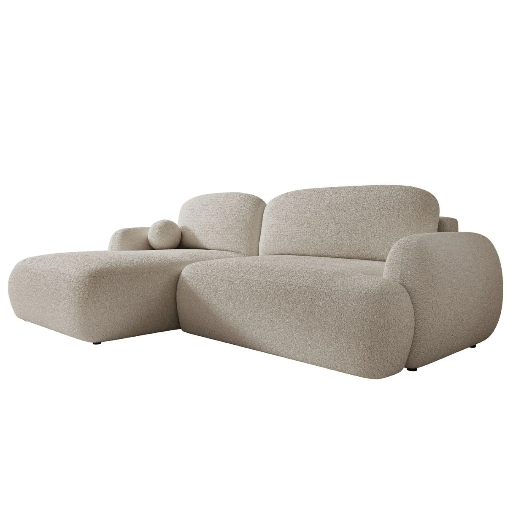 Malaga - Hoekbank 3-zits met chaise longue - Teddystof beige - Links