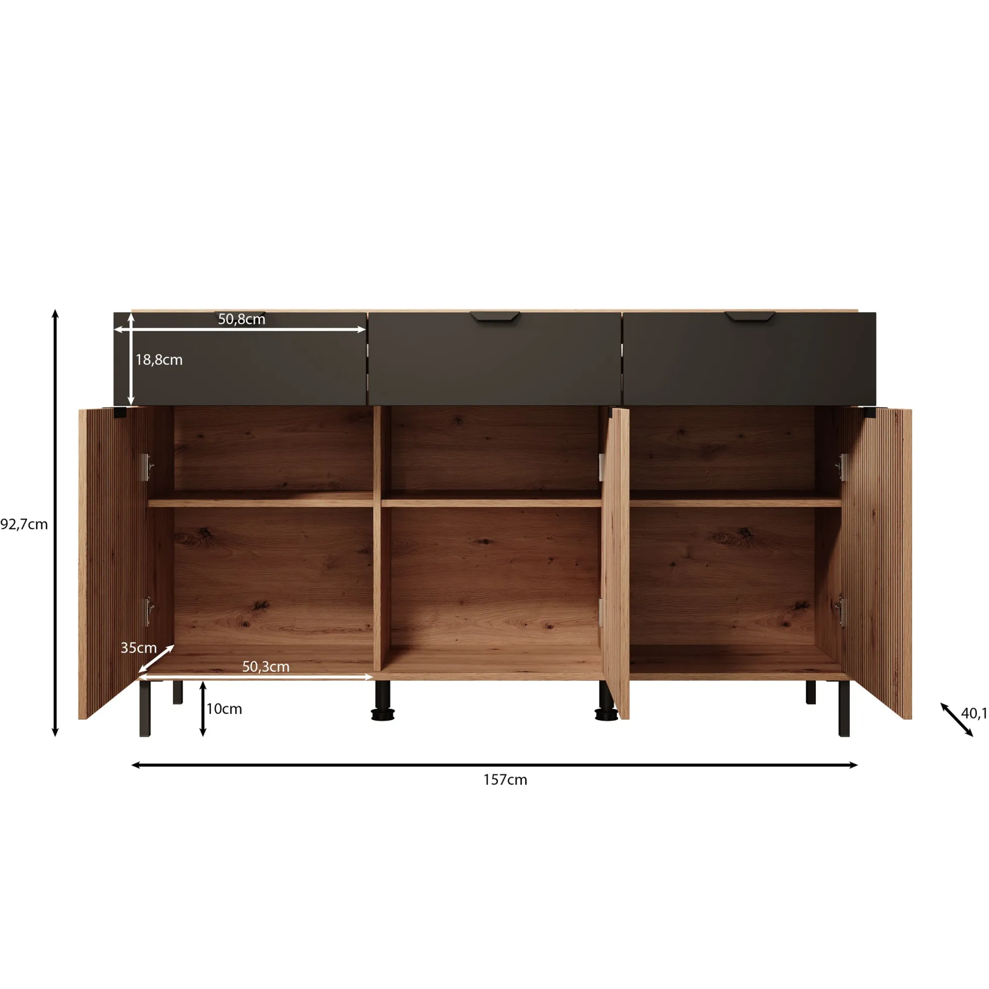 Malaika - Dressoir - Eikenpatroon - 157x40x93 cm