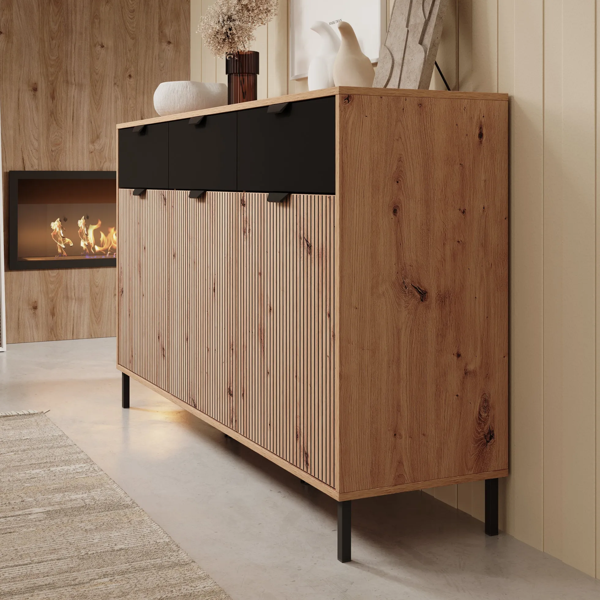 Malaika - Dressoir - Eikenpatroon - 157x40x93 cm