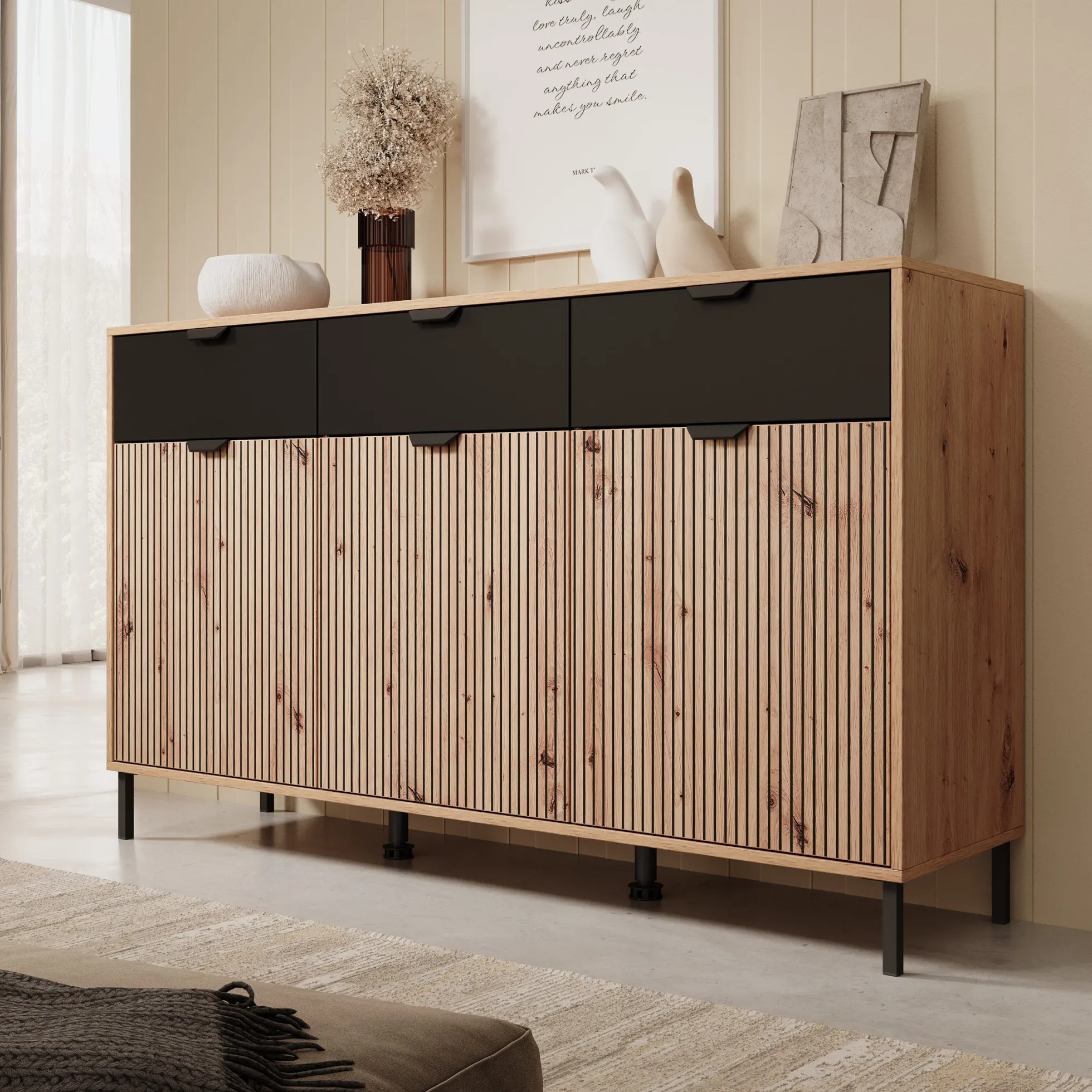 Malaika - Dressoir - Eikenpatroon - 157x40x93 cm