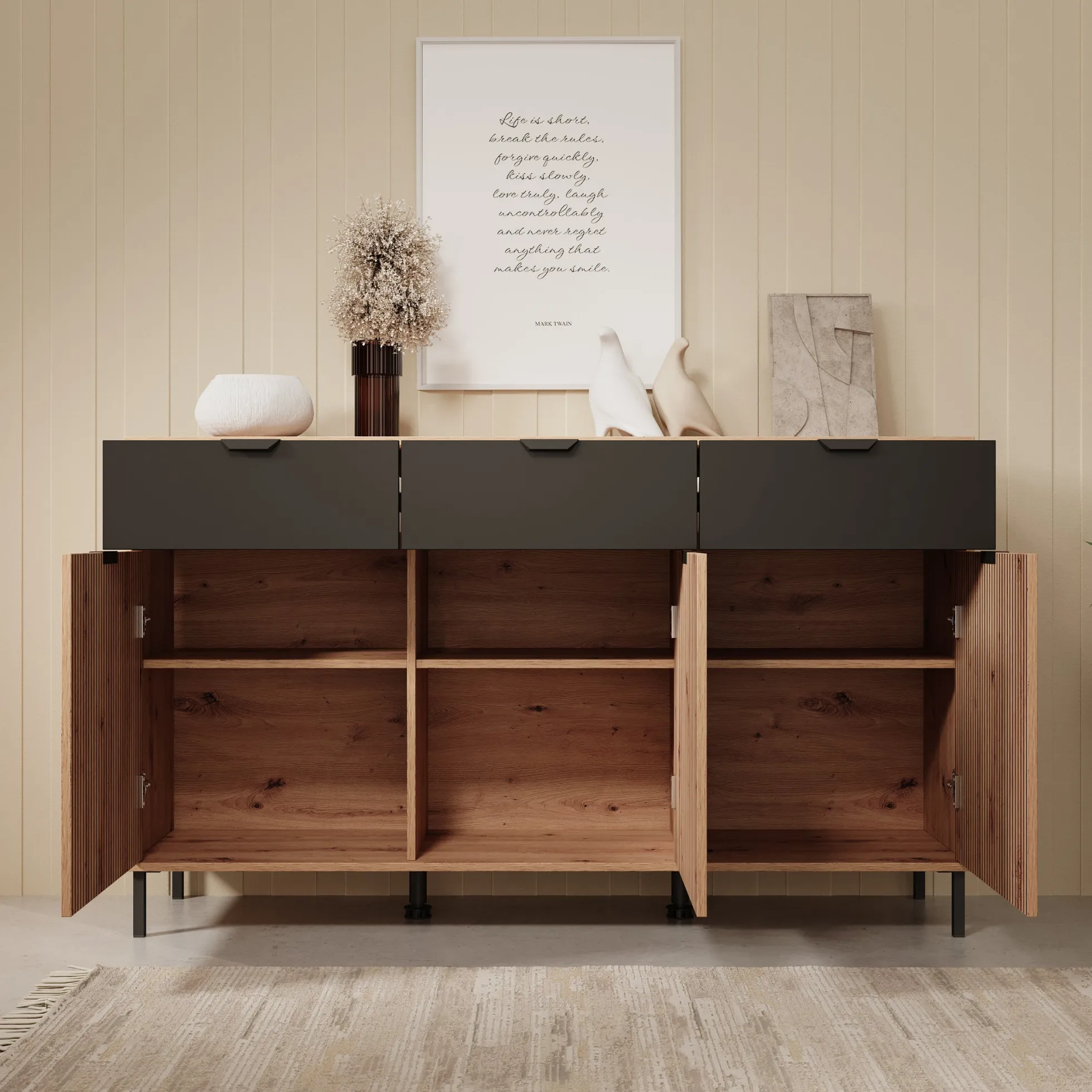 Malaika - Dressoir - Eikenpatroon - 157x40x93 cm