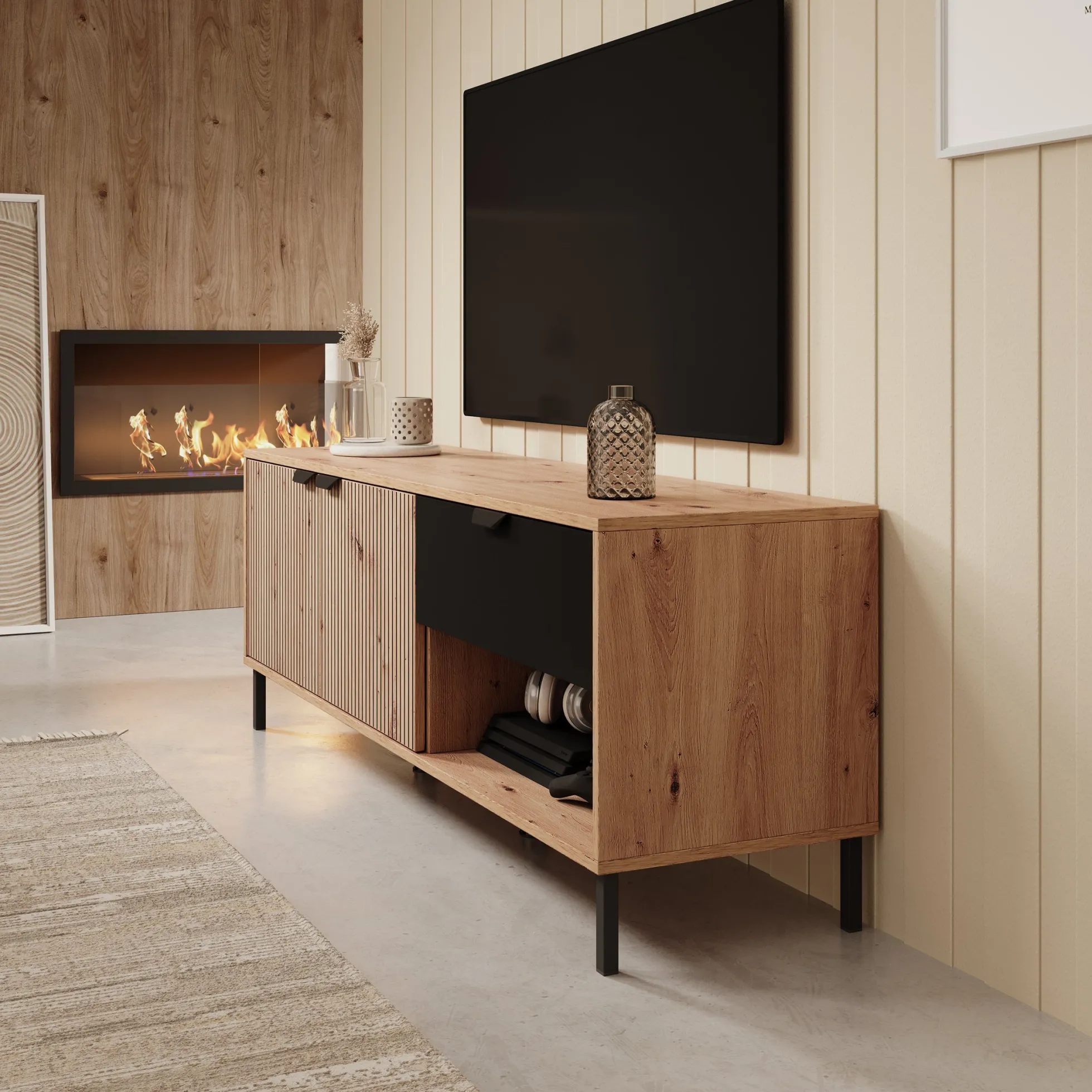 Malaika - TV-Meubel - Eiken - 151x40x54 cm