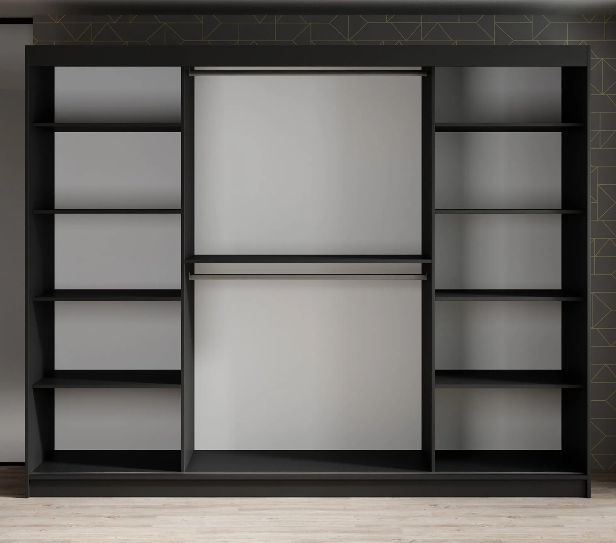 Malavi 2 - Kledingkast met schuifdeuren - Zwart - 250x62x200 cm