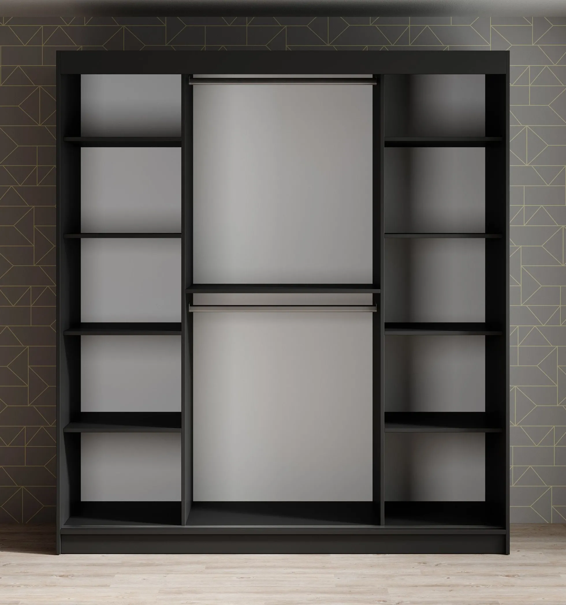 Malavi 2 - Kledingkast met schuifdeuren - Zwart - 180x62x200 cm