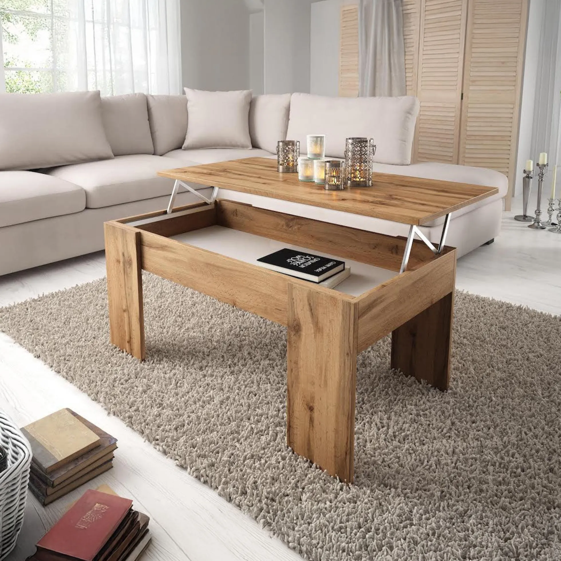 Malia - Salontafel met opbergruimte - Eiken - 100x56x45 cm