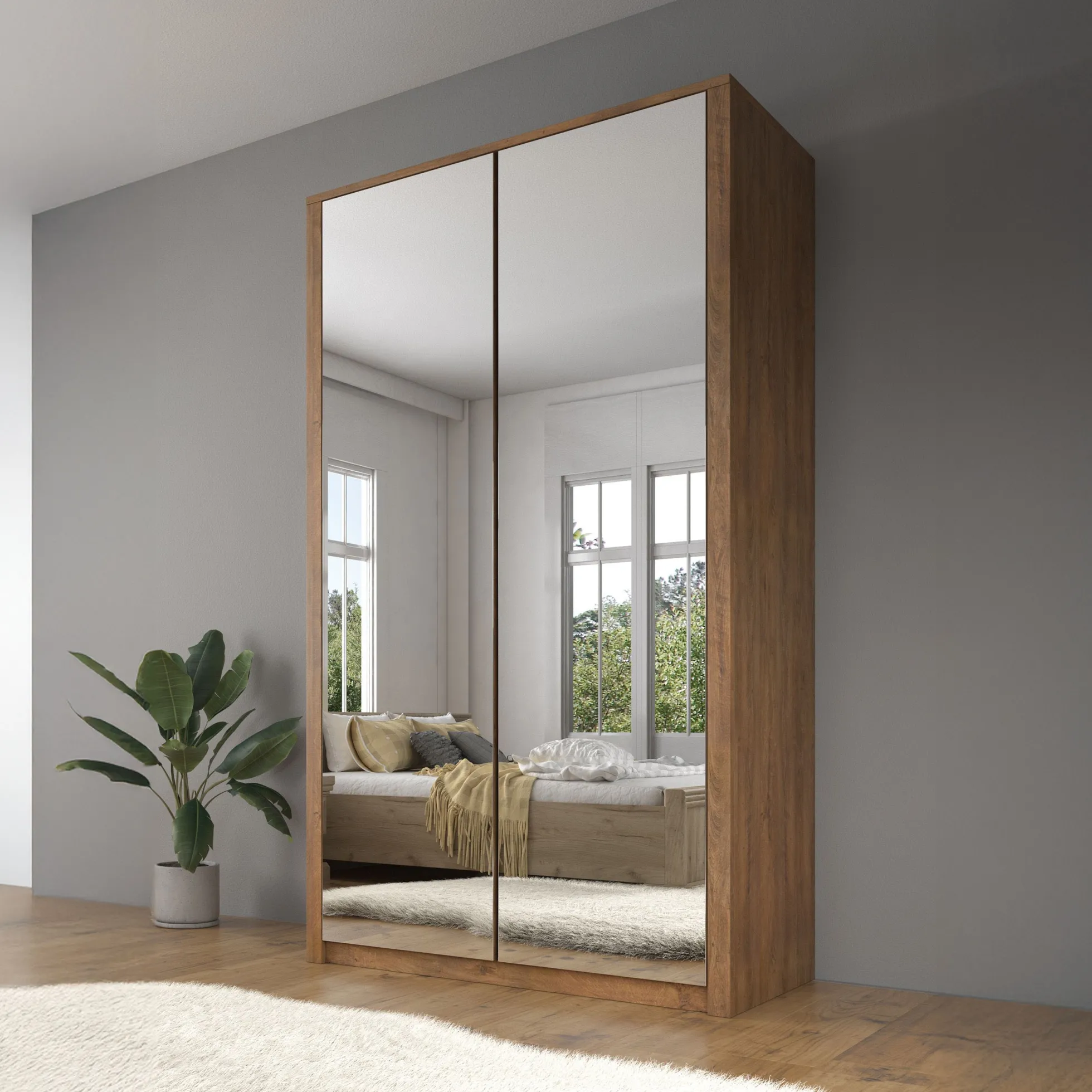 Malibu - Kledingkast 2-deurs - Eiken - 113x53x197 cm