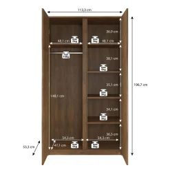Malibu - Kledingkast 2-deurs - Eiken - 113x53x197 cm