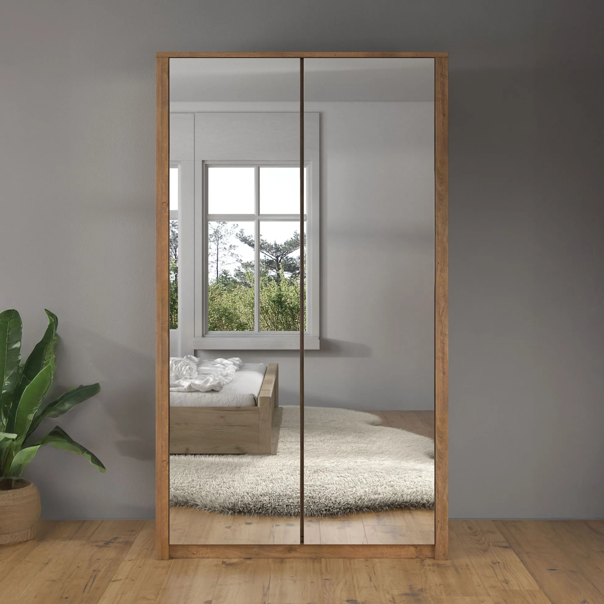 Malibu - Kledingkast 2-deurs - Eiken - 113x53x197 cm