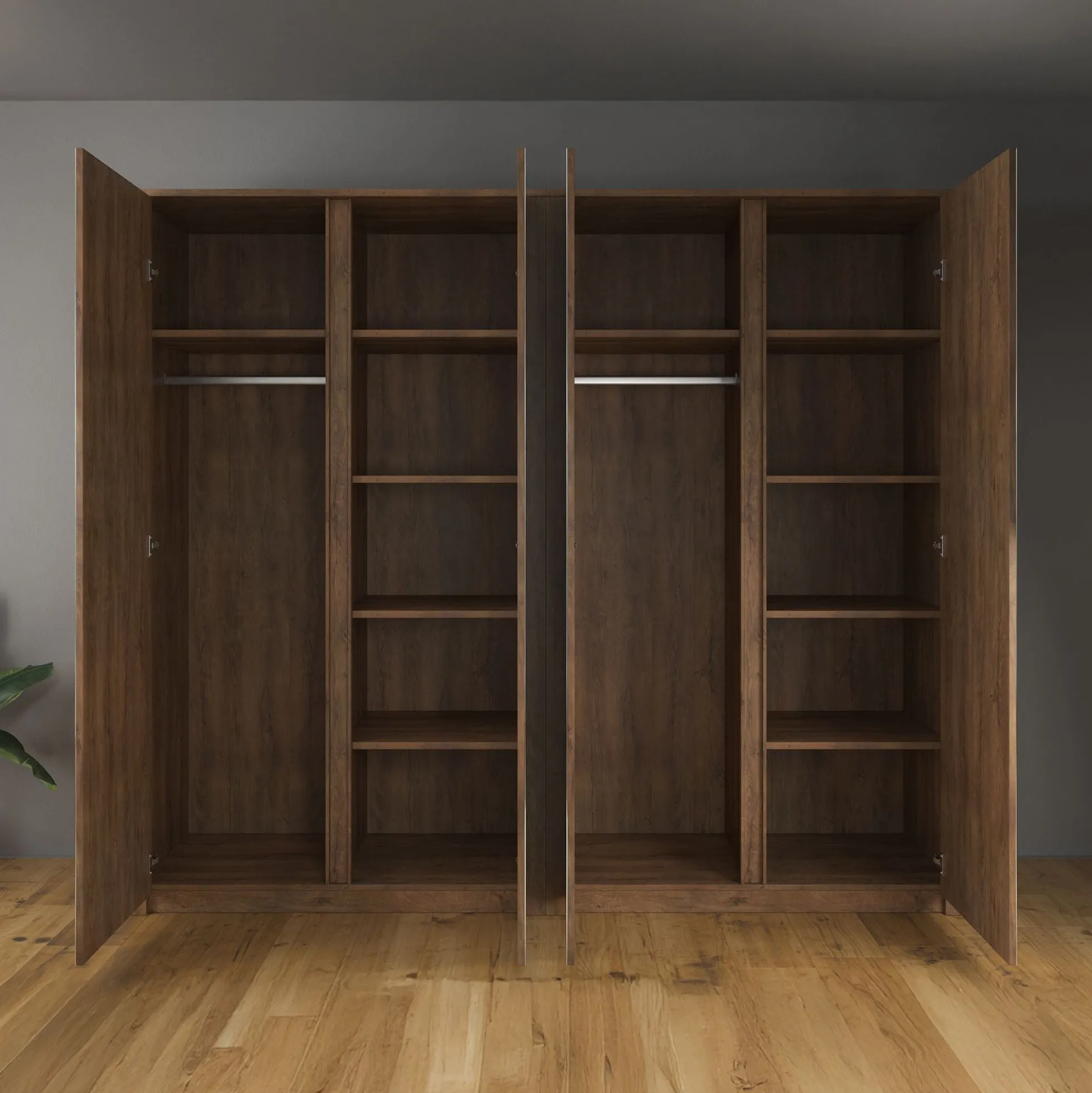 Malibu - Kledingkast 4-deurs - Eiken - 227x53x197 cm