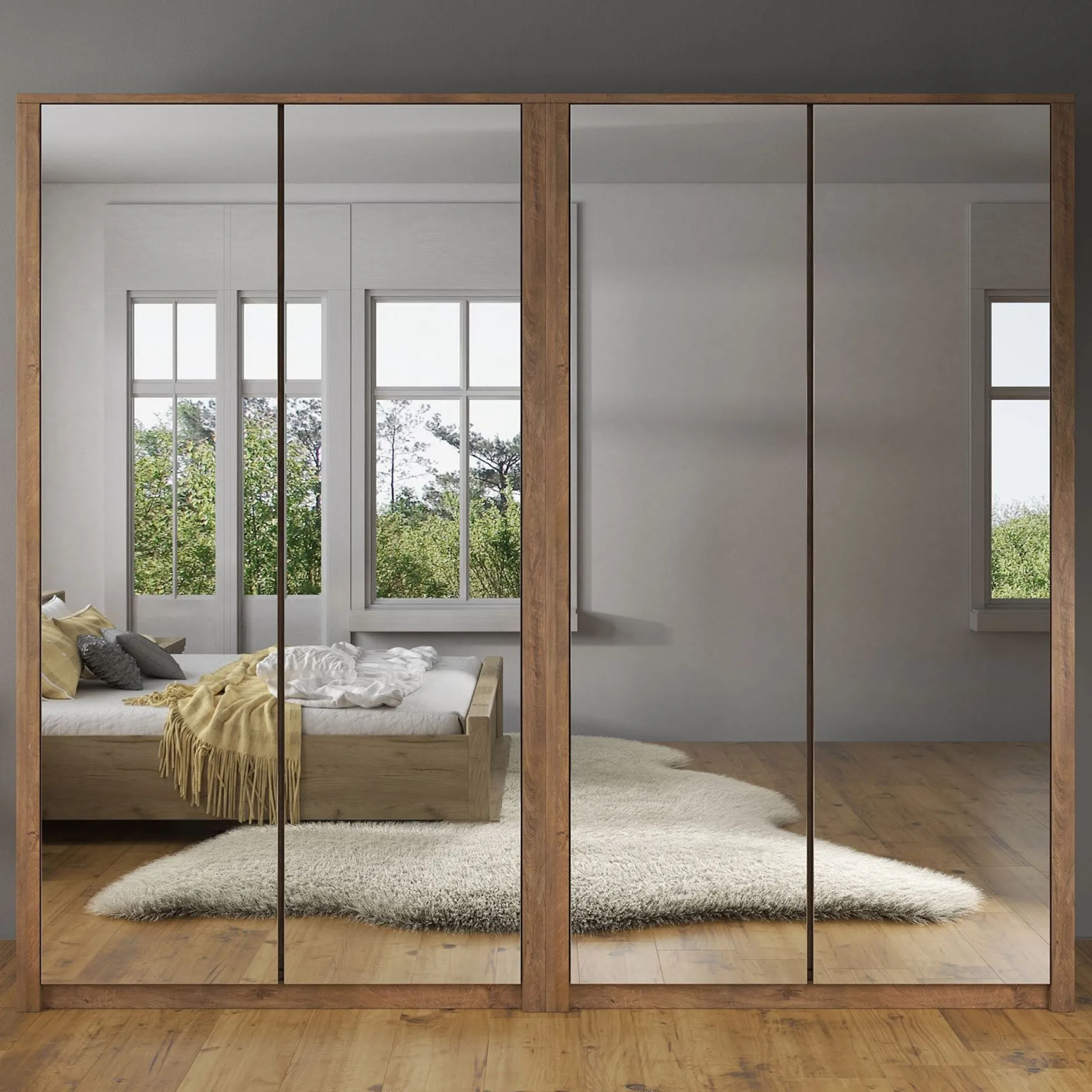 Malibu - Kledingkast 4-deurs - Eiken - 227x53x197 cm
