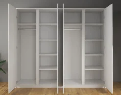 Malibu - Kledingkast 4-deurs - Wit - 227x53x197 cm