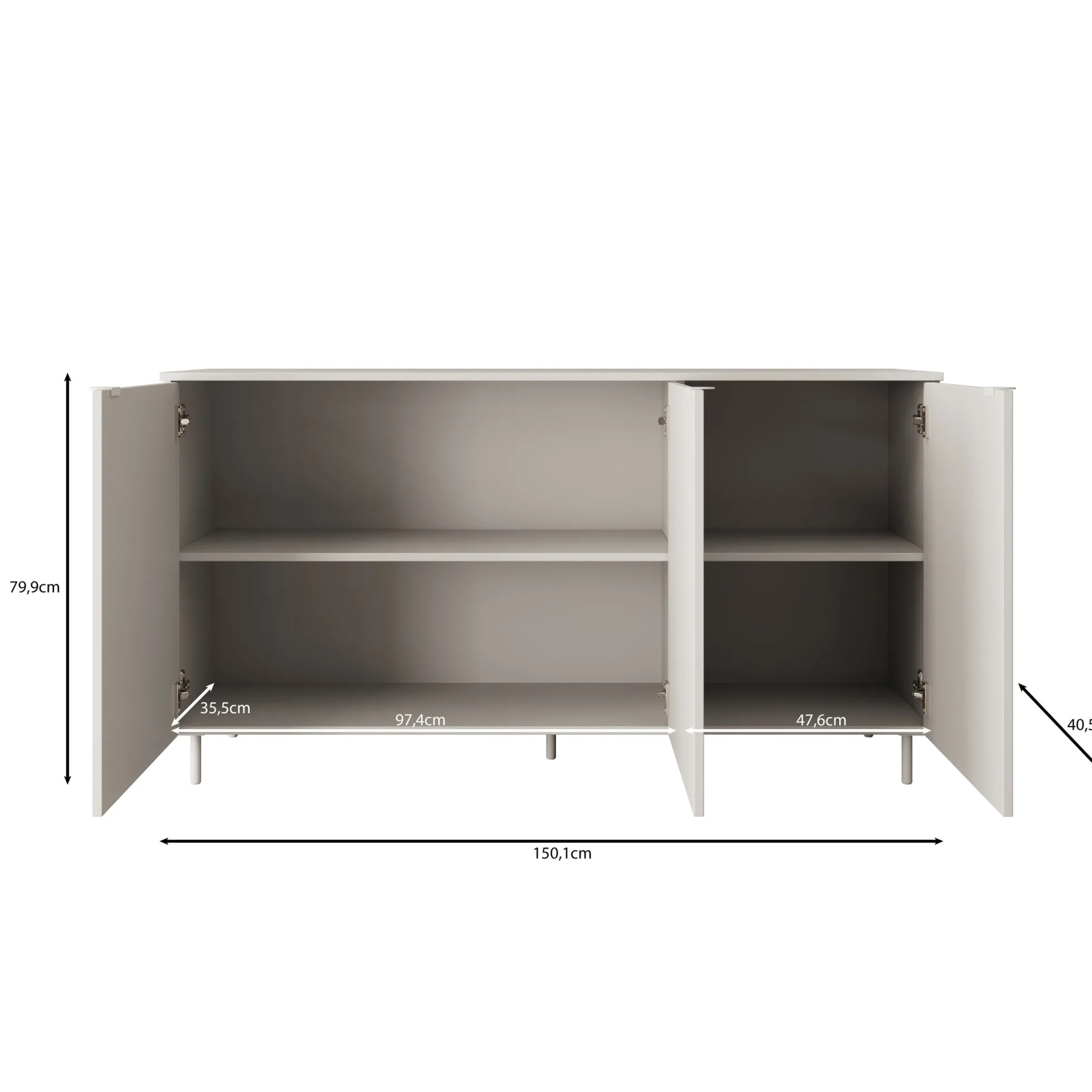 Malvare - Dressoir - Wit - 150x41x80 cm
