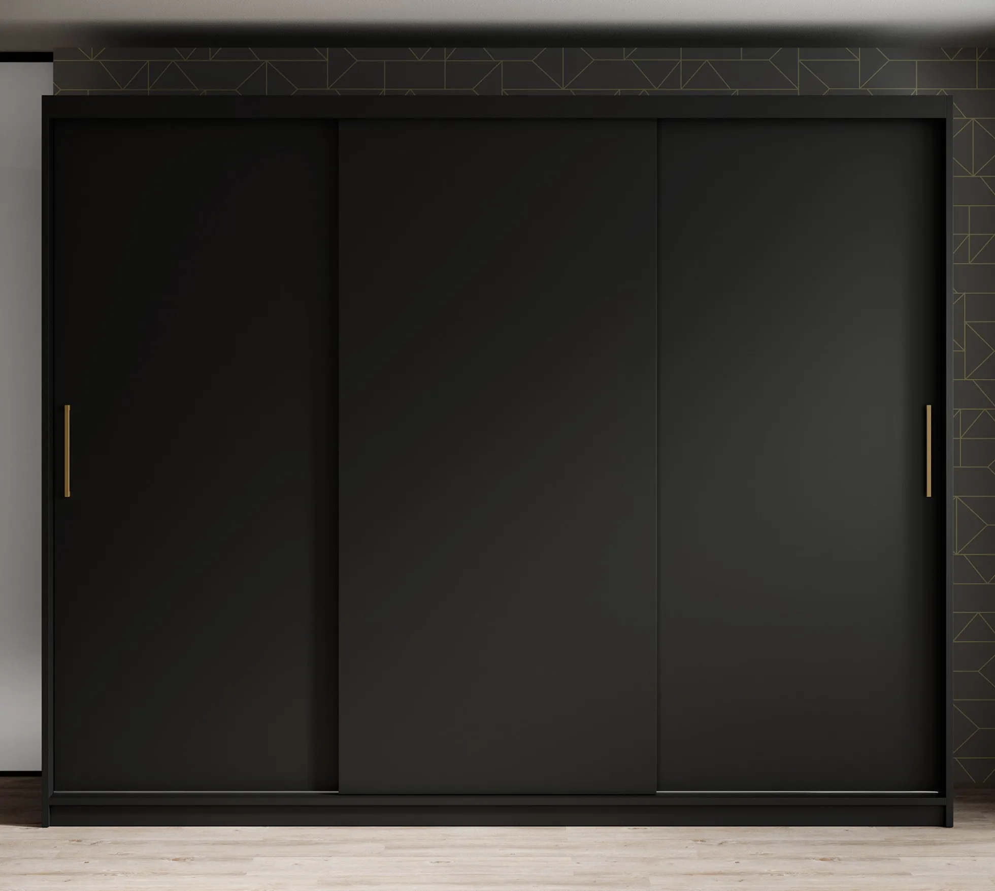 Mandalin - Kledingkast met schuifdeuren - Zwart - 250x62x200 cm