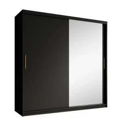 Mandalin - Kledingkast met spiegel - Zwart - 200x62x200 cm