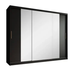 Mandalin - Kledingkast met spiegel - Zwart - 250x62x200 cm