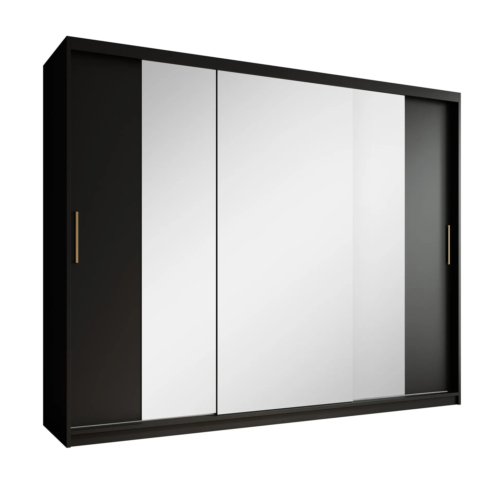 Mandalin - Kledingkast met spiegel - Zwart - 250x62x200 cm