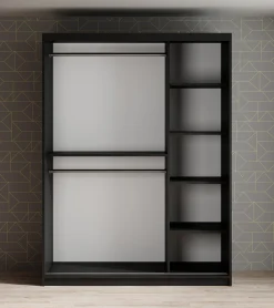 Mandalin - Kledingkast met schuifdeuren - Zwart - 150x62x200 cm